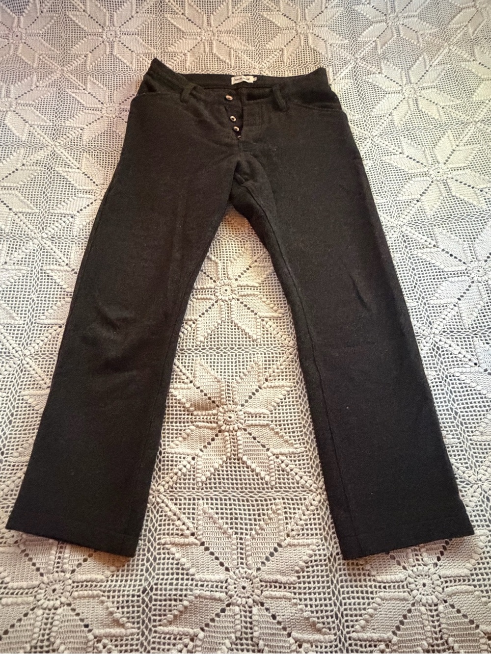 Men’s Brown Button-Front Wool Pants